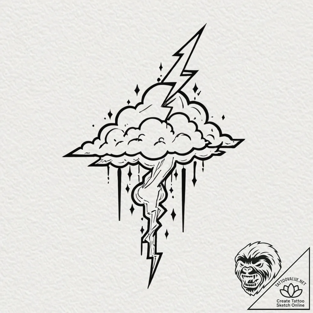 Tattoo sketch a pixelated cloud with a single... - tattoo sketch (№1752683731_0, 16.07.2025 16:35) — tattoovalue.net