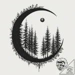Tattoo sketch a forest silhouette with a sing… – tattoo sketch (№1752683809_0, 16.07.2025 16:36) — tattoovalue.net