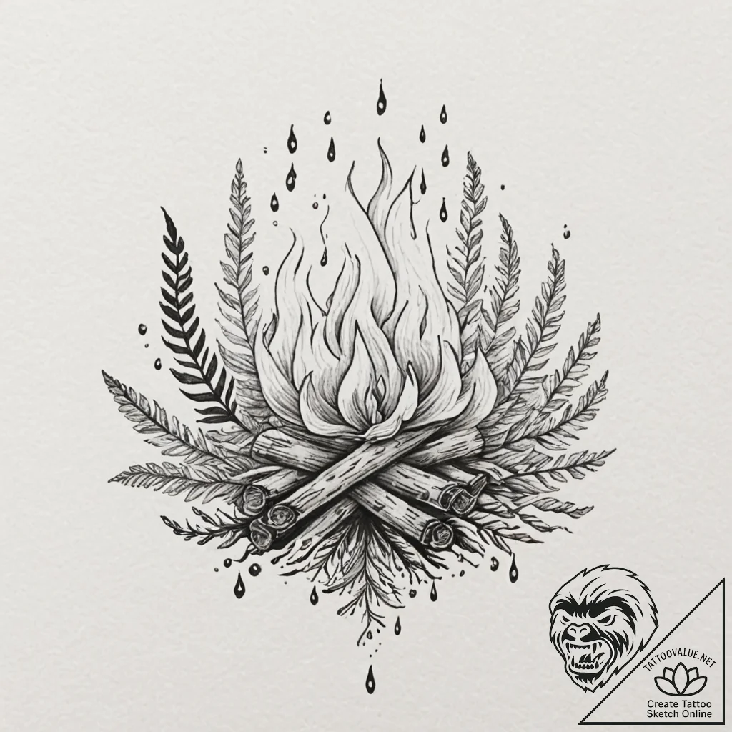 A tattoo design of a slavic ritual bonfire on... - tattoo sketch (№1752683891_0, 16.07.2025 16:38) — tattoovalue.net