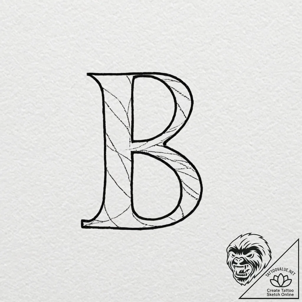 Tattoo sketch a custom initial font created f... - tattoo sketch (№1752684130_0, 16.07.2025 16:42) — tattoovalue.net