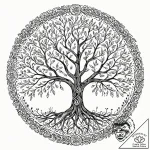 A graphic tattoo design featuring the tree of… – tattoo sketch (№1752684823_0, 16.07.2025 16:53) — tattoovalue.net