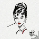 A neo-traditional tattoo of audrey hepburn as… – tattoo sketch (№1752685635_0, 16.07.2025 17:07) — tattoovalue.net