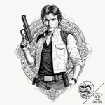 18. neo-traditional portrait of han solo, wit… – tattoo sketch (№1752685881_0, 16.07.2025 17:11) — tattoovalue.net