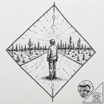 Tattoo sketch a lone figure standing at the c… – tattoo sketch (№1752686618_0, 16.07.2025 17:23) — tattoovalue.net