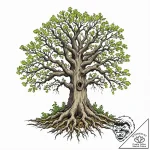 Tattoo sketch a gnarled, ancient oak tree wit… – tattoo sketch (№1752686783_0, 16.07.2025 17:26) — tattoovalue.net