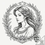Tattoo design a virgo maiden as an ancient wi… – tattoo sketch (№1752686865_0, 16.07.2025 17:27) — tattoovalue.net