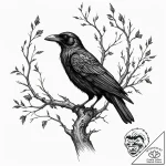 Tattoo sketch a raven or crow perched on a gn… – tattoo sketch (№1752686947_0, 16.07.2025 17:29) — tattoovalue.net