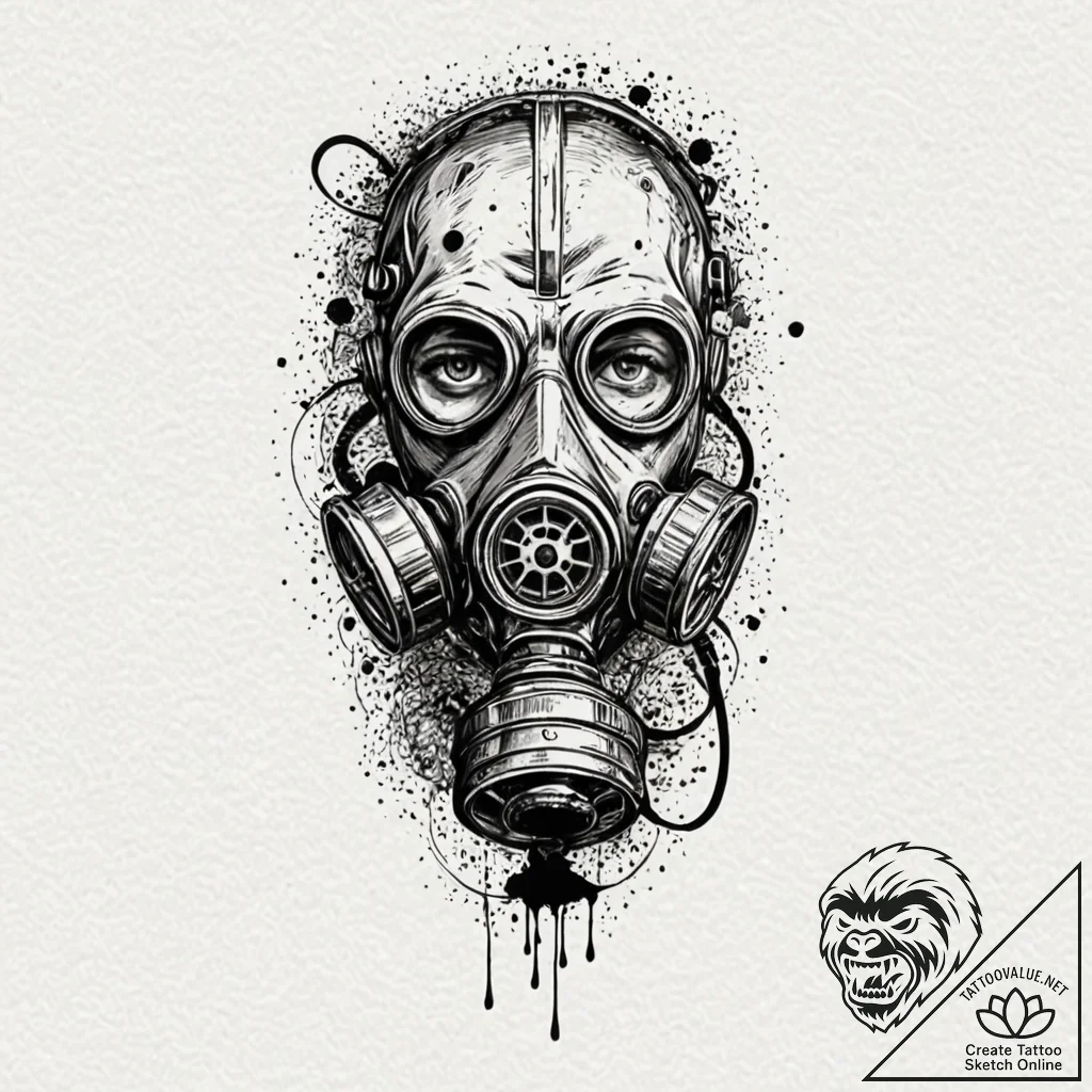 Tattoo sketch a minimalist gas mask silhouett... - tattoo sketch (№1752687603_0, 16.07.2025 17:40) — tattoovalue.net