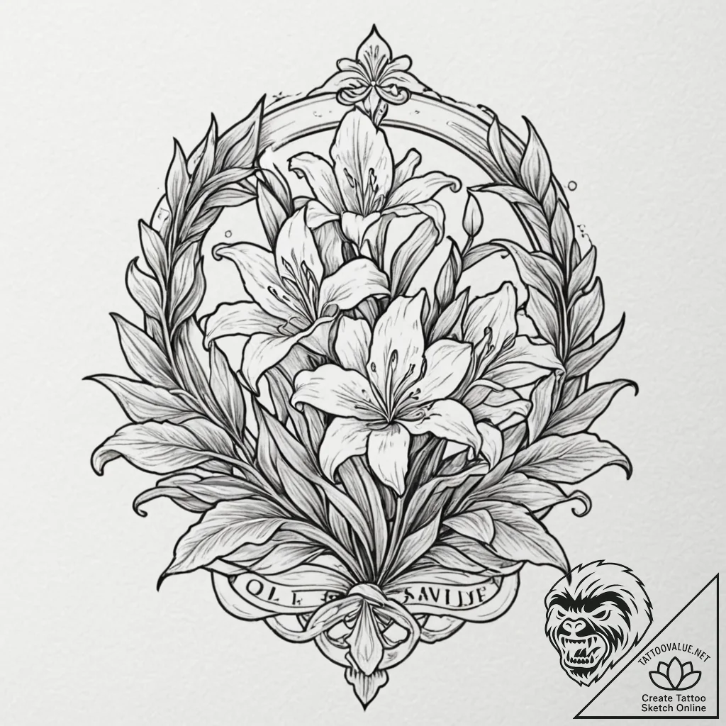 Lilies of the valley, tattoo drawing outline,... - tattoo sketch (№1752687764_0, 16.07.2025 17:42) — tattoovalue.net