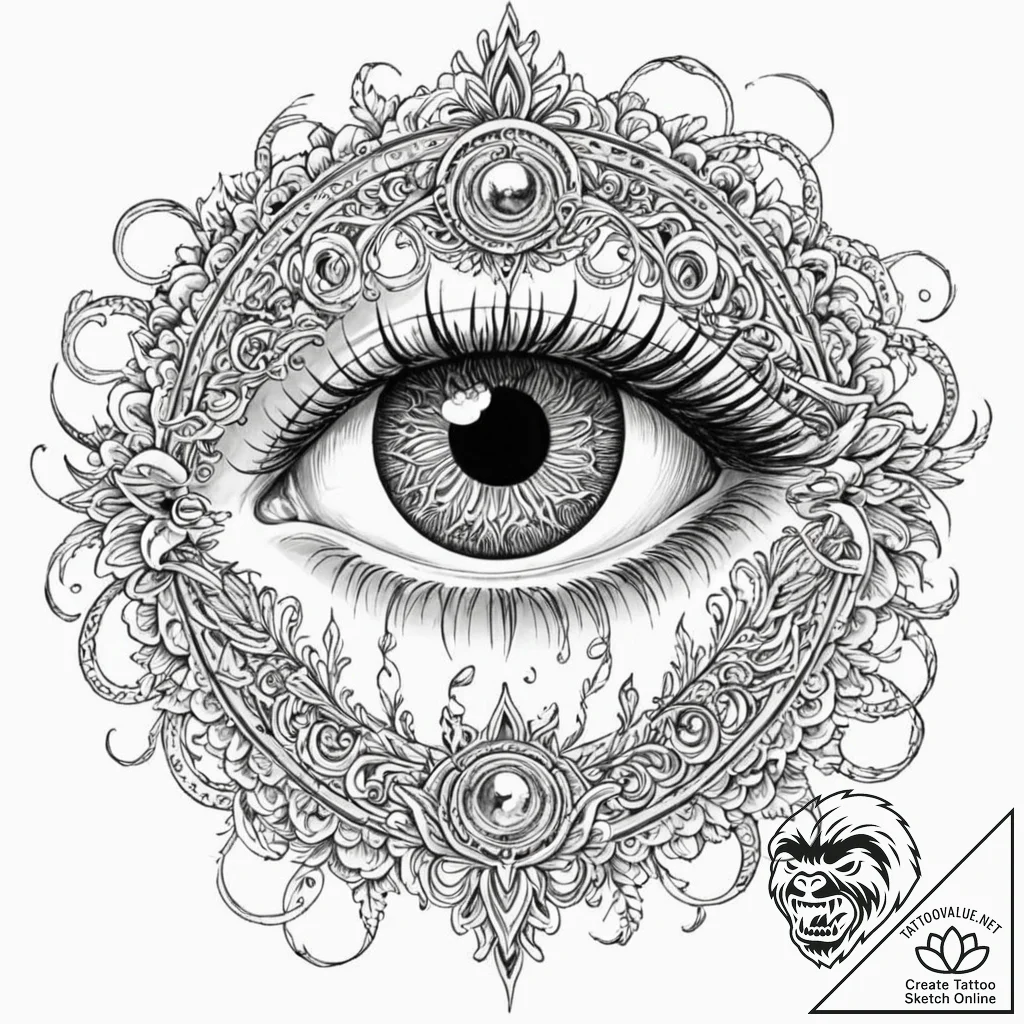 Tattoo sketch a realistic zodiac animal's eye... - tattoo sketch (№1752688495_0, 16.07.2025 17:54) — tattoovalue.net