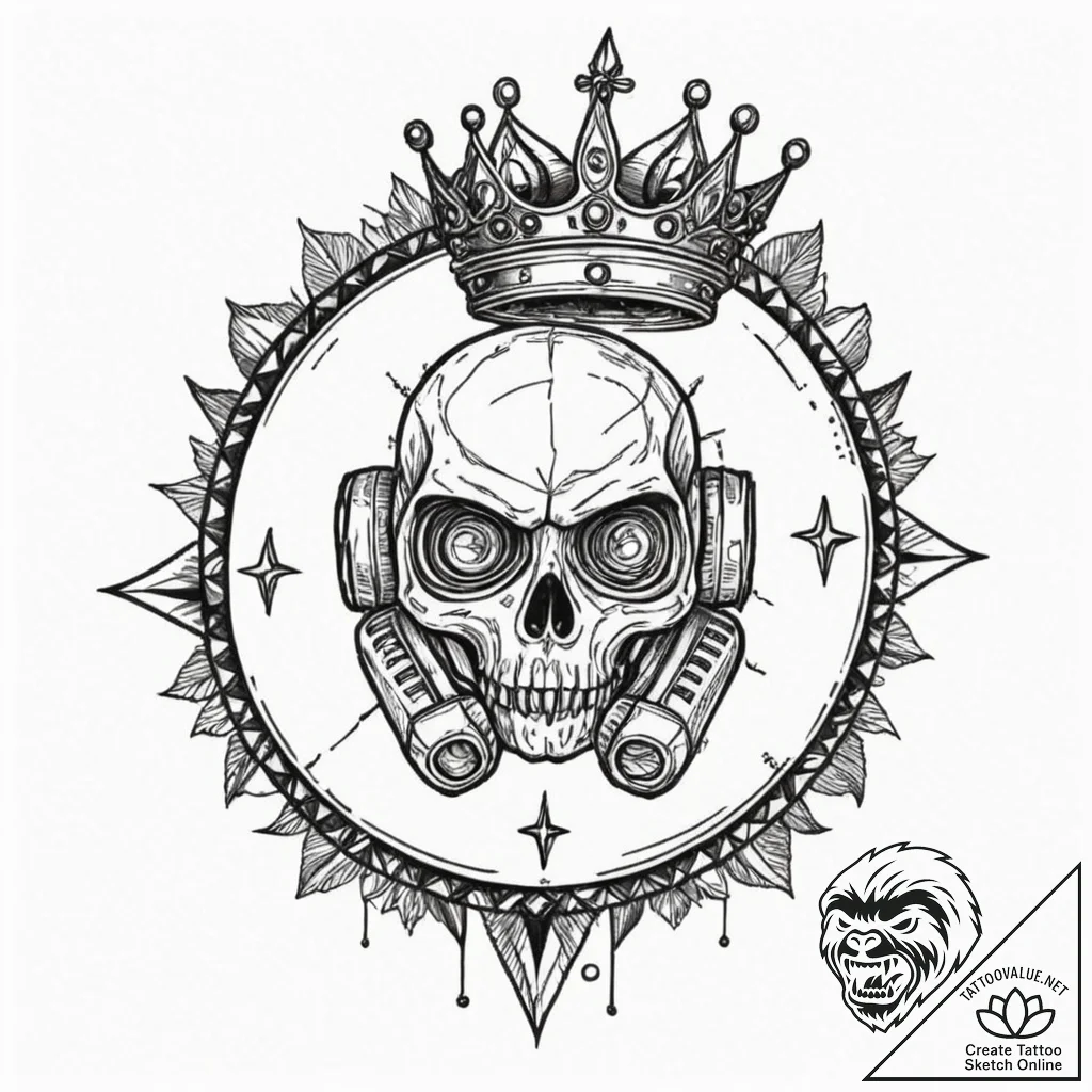 Tattoo sketch a "pro gamer" badge with a crow... - tattoo sketch (№1752688576_0, 16.07.2025 17:56) — tattoovalue.net