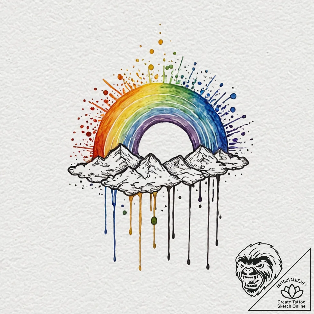 Tattoo sketch a vibrant rainbow effect on a m... - tattoo sketch (№1752689474_0, 16.07.2025 18:11) — tattoovalue.net