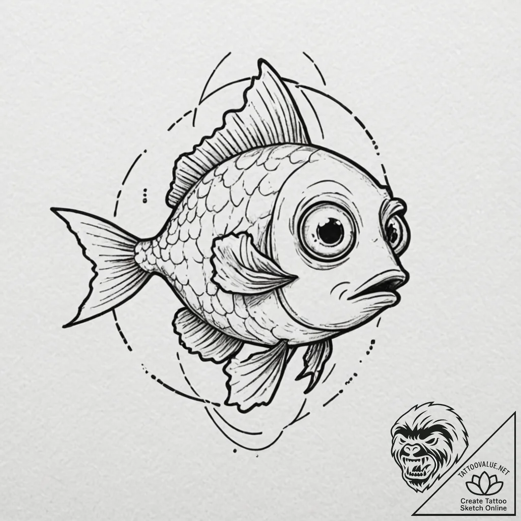 A minimalist tattoo of blinky, the three-eyed... - tattoo sketch (№1752689555_0, 16.07.2025 18:12) — tattoovalue.net