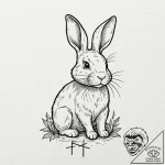 Linework tattoo design of the white rabbit, m… – tattoo sketch (№1752689637_0, 16.07.2025 18:13) — tattoovalue.net