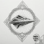 Linework design of a star destroyer, seen fro… – tattoo sketch (№1752690209_0, 16.07.2025 18:23) — tattoovalue.net