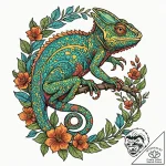 Chameleon, tattoo flash sheet design, vibrant… – tattoo sketch (№1752690372_0, 16.07.2025 18:26) — tattoovalue.net