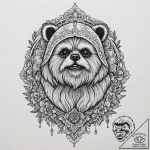 Neo-traditional tattoo of an ewok, fierce but… – tattoo sketch (№1752691269_0, 16.07.2025 18:41) — tattoovalue.net
