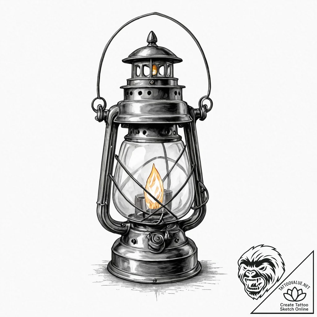 Lantern, ink illustration for tattoo, black a... - tattoo sketch (№1752691351_0, 16.07.2025 18:42) — tattoovalue.net