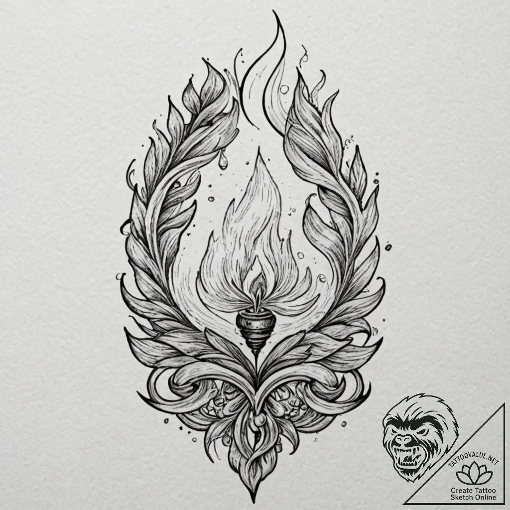 Tattoo design a flame burning steadily in the... - tattoo sketch (№1752691431_0, 16.07.2025 18:43) — tattoovalue.net