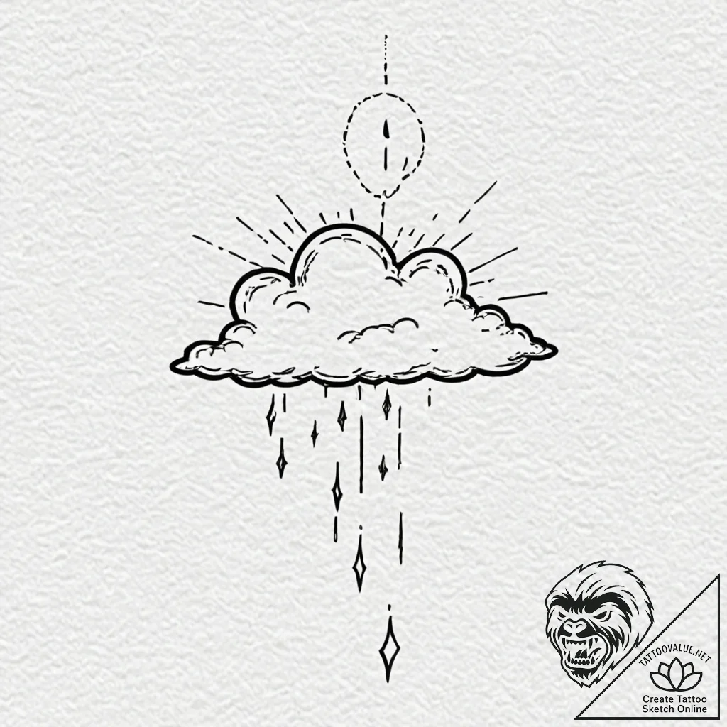 Tattoo design a small, ethereal cloud with a... - tattoo sketch (№1752691512_0, 16.07.2025 18:45) — tattoovalue.net