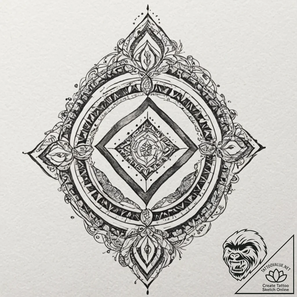 132. tattoo design: a "klad" rune with intric... - tattoo sketch (№1752692078_0, 16.07.2025 18:54) — tattoovalue.net