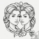 Tattoo sketch twin faces for gemini, connecte… – tattoo sketch (№1752692239_0, 16.07.2025 18:57) — tattoovalue.net