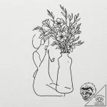 A person arranging flowers in a vase., tattoo… – tattoo sketch (№1752692319_0, 16.07.2025 18:58) — tattoovalue.net