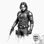 A watercolor sketch of the winter soldier, wi… – tattoo sketch (№1752692806_0, 16.07.2025 19:06) — tattoovalue.net