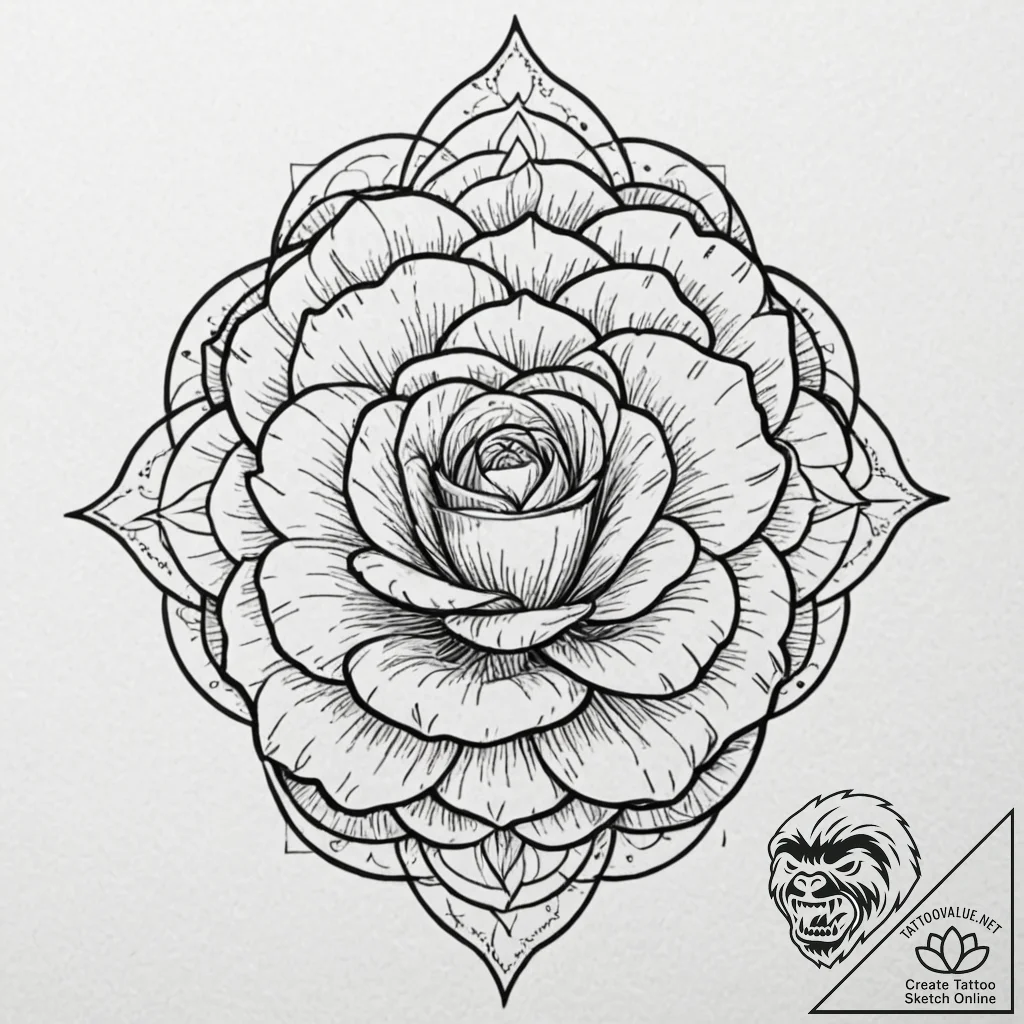 Tattoo sketch a thorny rose or a bramble, sym... - tattoo sketch (№1752692886_0, 16.07.2025 19:08) — tattoovalue.net