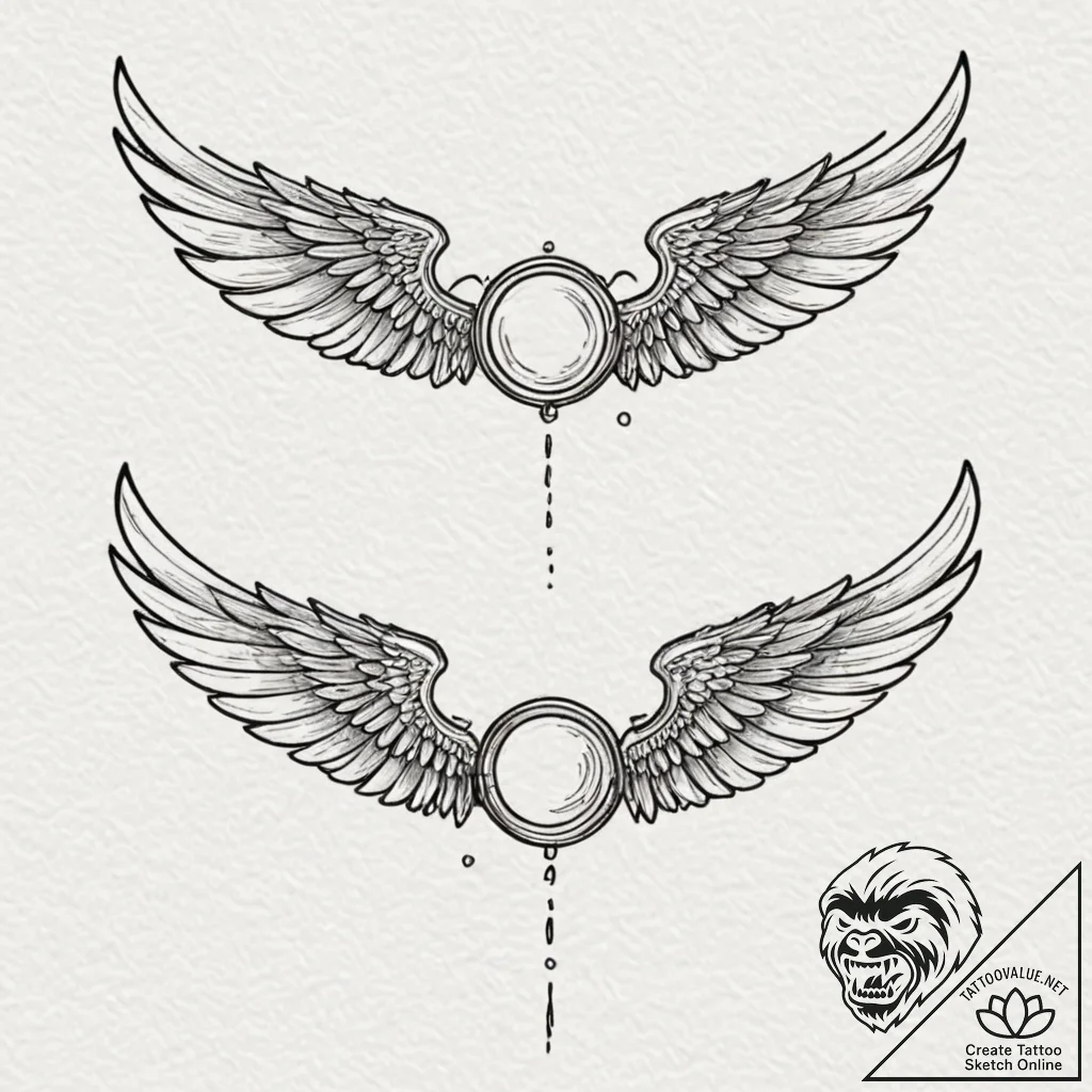 Tattoo design a pair of military aviator wing... - tattoo sketch (№1752693047_0, 16.07.2025 19:10) — tattoovalue.net