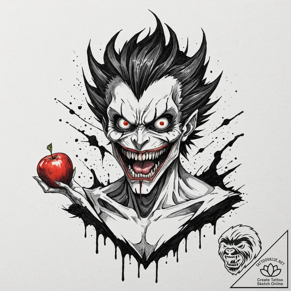 A sketch of ryuk the shinigami from death not... - tattoo sketch (№1752693207_0, 16.07.2025 19:13) — tattoovalue.net