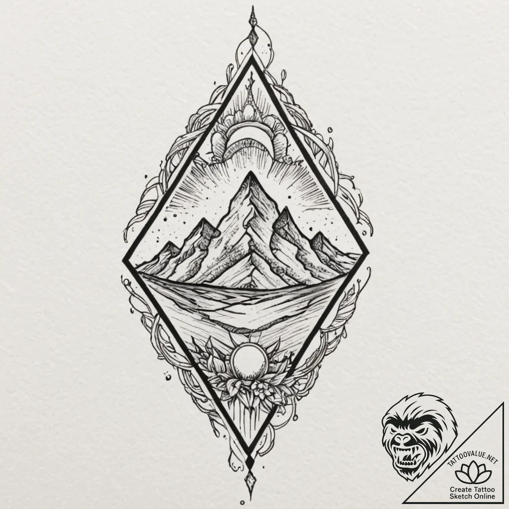 Tattoo design a blend of sharp, angular lines... - tattoo sketch (№1752693846_0, 16.07.2025 19:24) — tattoovalue.net