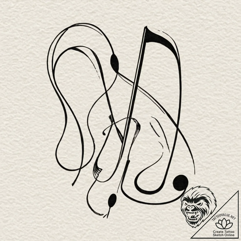 Tattoo design two halves of a musical score o... - tattoo sketch (№1752694247_0, 16.07.2025 19:30) — tattoovalue.net