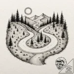 Tattoo design a winding path or road, symboli… – tattoo sketch (№1752694811_0, 16.07.2025 19:40) — tattoovalue.net