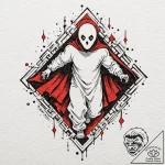 Tattoo sketch a stylized ghost from a maze ga… – tattoo sketch (№1752694890_0, 16.07.2025 19:41) — tattoovalue.net