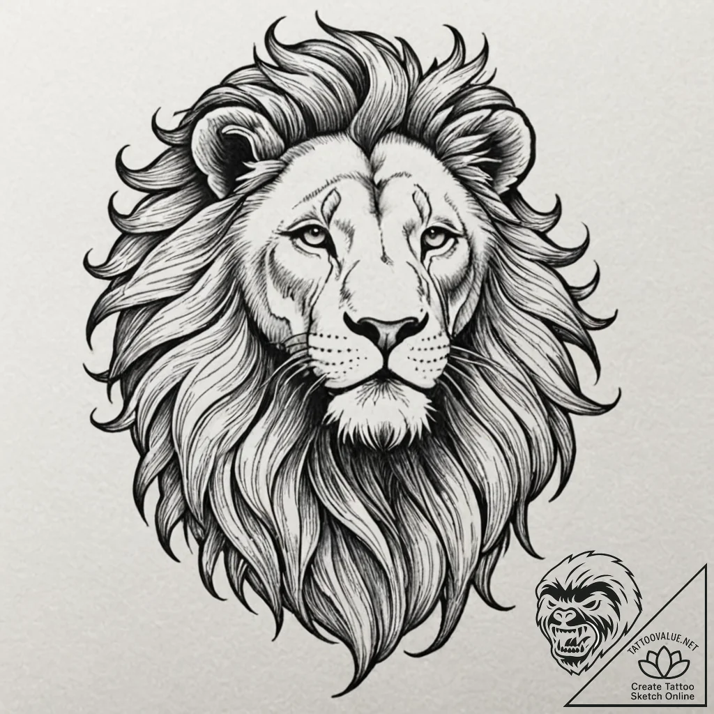 Tattoo sketch a subtle leo lion outline, with... - tattoo sketch (№1752695052_0, 16.07.2025 19:44) — tattoovalue.net