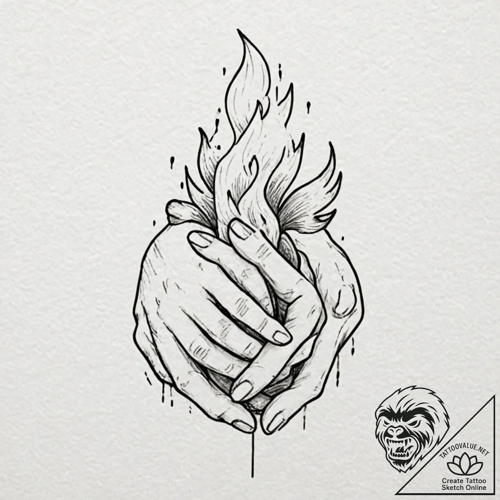 Tattoo design a pair of hands cupped together... - tattoo sketch (№1752695137_0, 16.07.2025 19:45) — tattoovalue.net