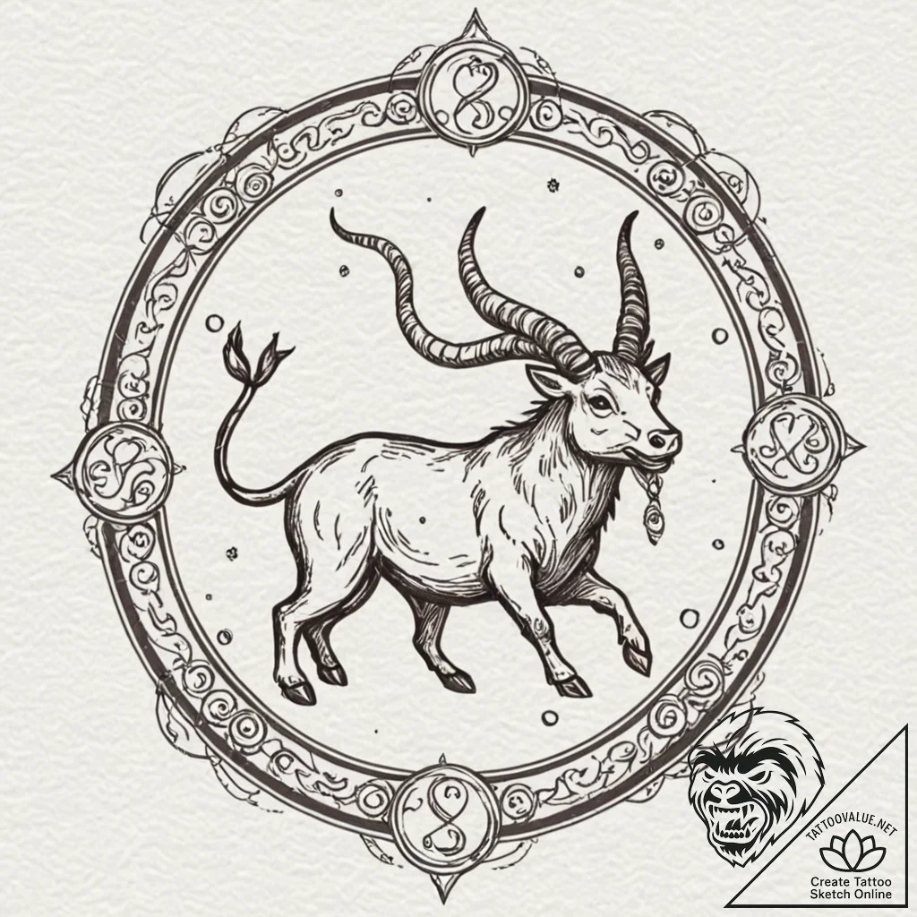 Tattoo sketch a zodiac animal breaking throug... - tattoo sketch (№1752695218_0, 16.07.2025 19:46) — tattoovalue.net