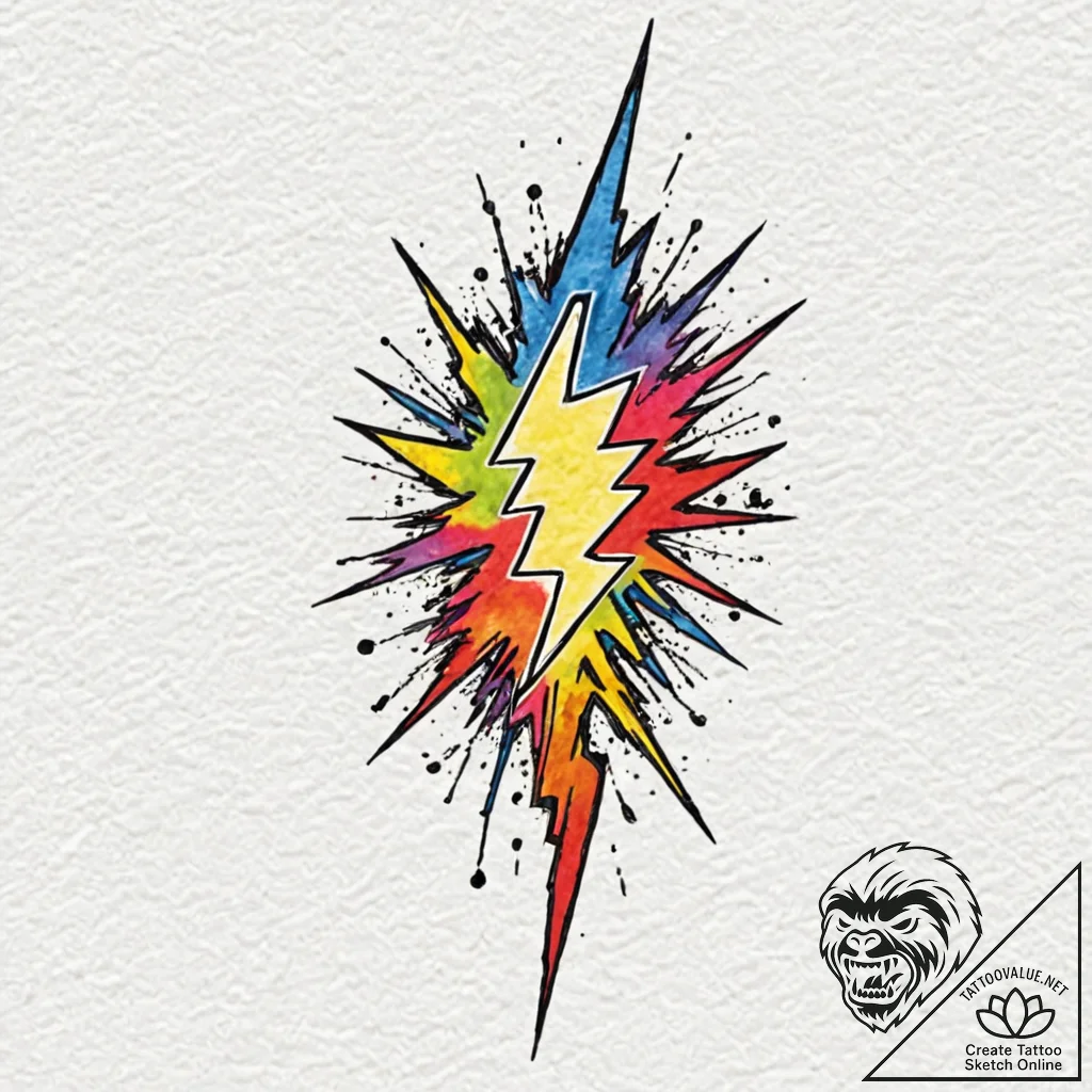 Tattoo design a stylized lightning bolt strik... - tattoo sketch (№1752695698_0, 16.07.2025 19:54) — tattoovalue.net