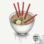 Tattoo design ‘ramen bowl’ on one, ‘chopstick… – tattoo sketch (№1752696096_0, 16.07.2025 20:01) — tattoovalue.net