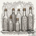 A collection of colorful, vintage glass bottl… – tattoo sketch (№1752696739_0, 16.07.2025 20:12) — tattoovalue.net