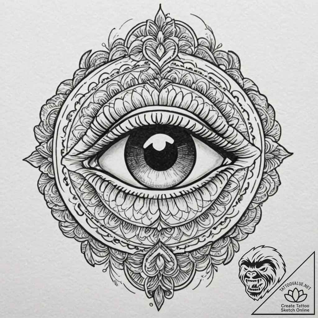 Tattoo design a quiet, focused eye with unwav... - tattoo sketch (№1752696818_0, 16.07.2025 20:13) — tattoovalue.net