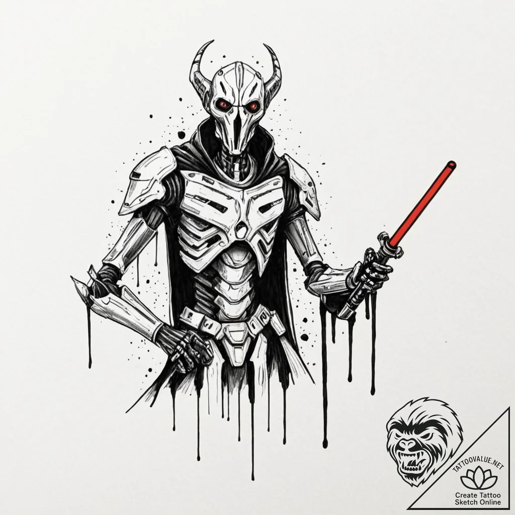 34. trash polka sketch of general grievous wi... - tattoo sketch (№1752696899_0, 16.07.2025 20:14) — tattoovalue.net