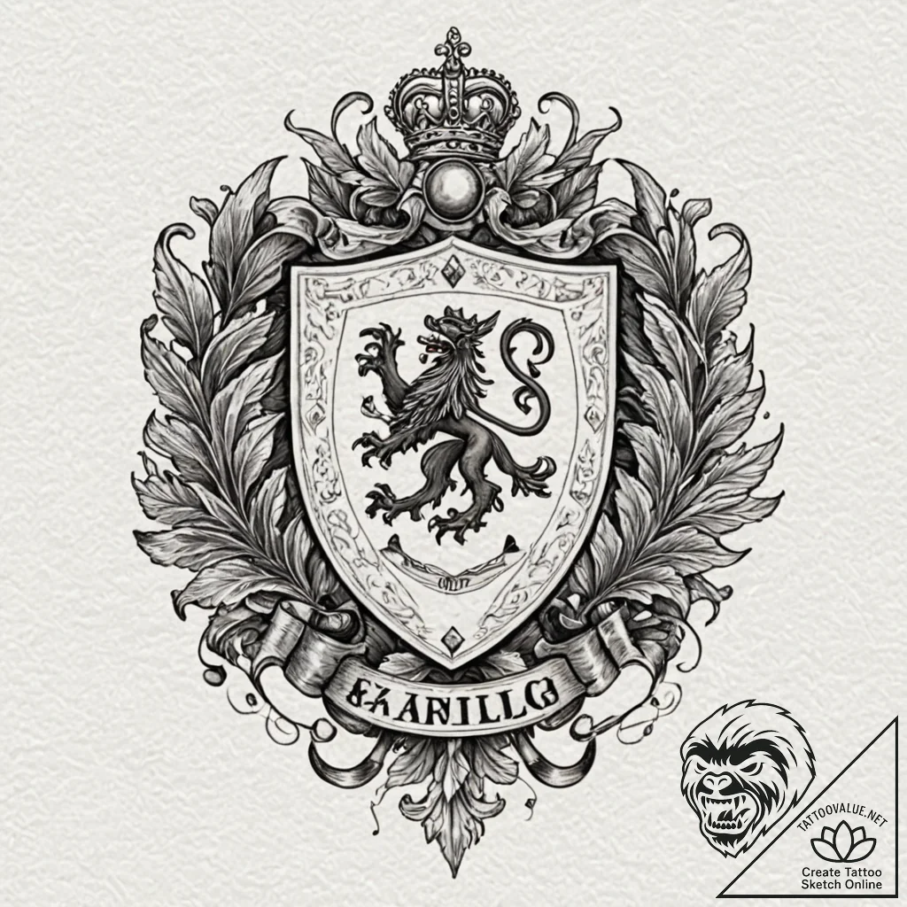 Tattoo sketch a family crest (generic, non-sp... - tattoo sketch (№1752696978_0, 16.07.2025 20:16) — tattoovalue.net