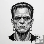 A neo-traditional tattoo portrait of frankens… – tattoo sketch (№1752697058_0, 16.07.2025 20:17) — tattoovalue.net