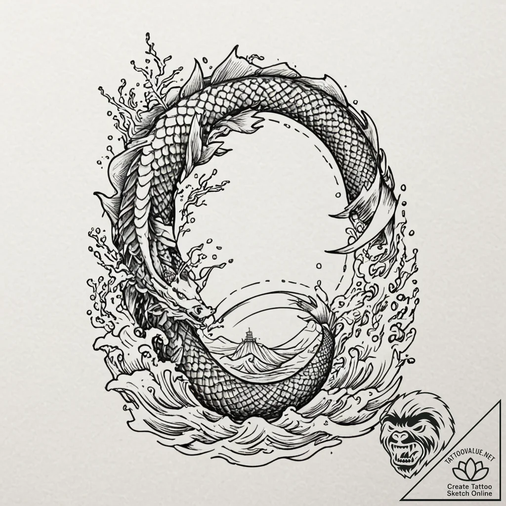 The abandoned, flooded hallways of a sunken s... - tattoo sketch (№1752697460_0, 16.07.2025 20:24) — tattoovalue.net