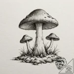 Tattoo design a single, powerful mushroom pus… – tattoo sketch (№1752697622_0, 16.07.2025 20:27) — tattoovalue.net