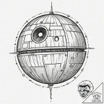 48. a linework design of the death star plans… – tattoo sketch (№1752697781_0, 16.07.2025 20:29) — tattoovalue.net