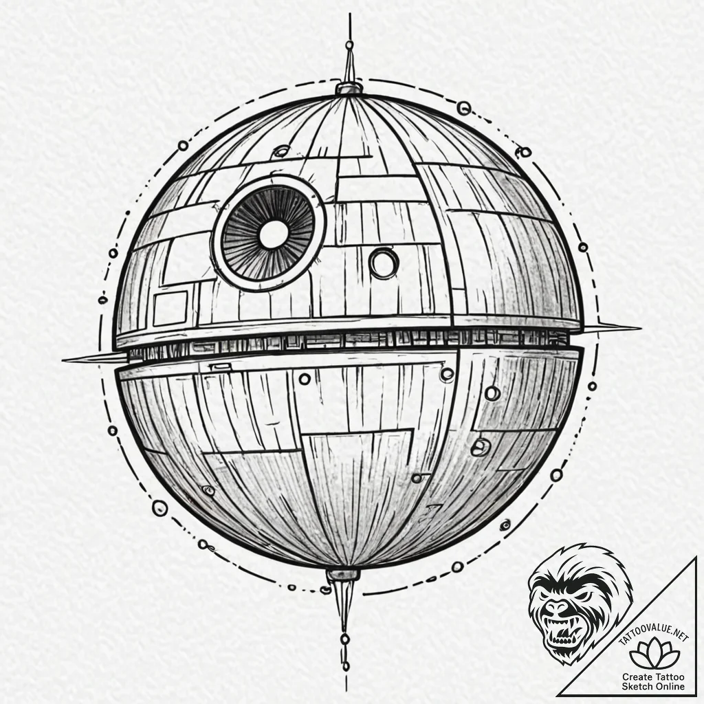 48. a linework design of the death star plans... - tattoo sketch (№1752697781_0, 16.07.2025 20:29) — tattoovalue.net