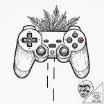 Tattoo design a game controller with nature e… – tattoo sketch (№1752698262_0, 16.07.2025 20:37) — tattoovalue.net